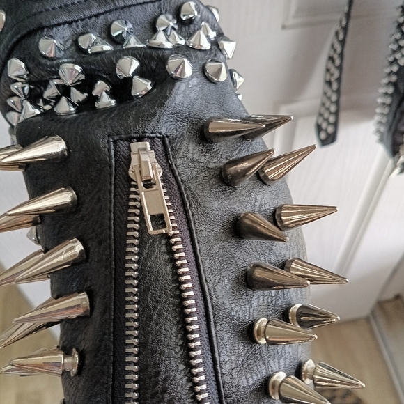 Black, Studded, Leather Jacket - Picture 4 of 5